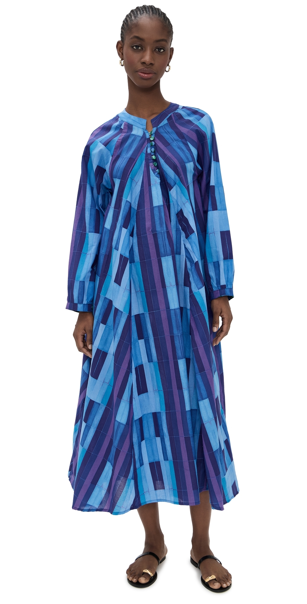 Natalie Martin Collection - Fiore Maxi Dress Sea Glass Cotton Blue S