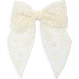NATASHA NATASHA Floral Embroidered Lace Bow Hair Barrette