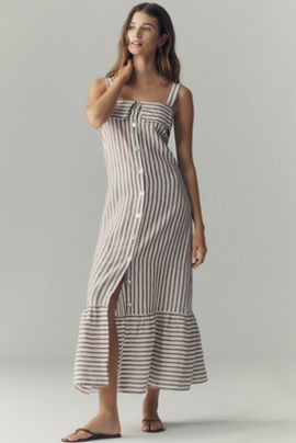 Nation Los Angeles Amelia 100% Linen Midi Dress