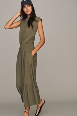 Nation Los Angeles Evonne Short-Sleeve Cotton Midi Dress