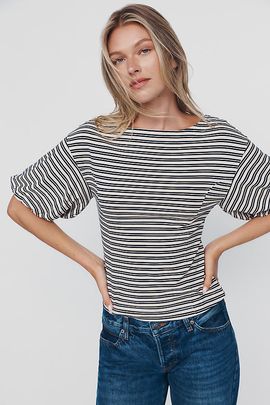 Nation Los Angeles Sophia 100% Cotton Puff Sleeve Tee