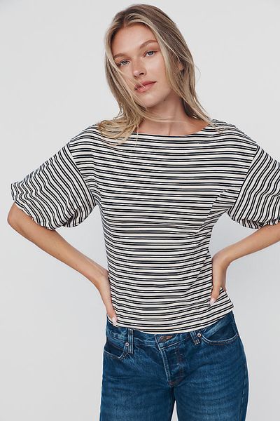 Nation Los Angeles Sophia 100% Cotton Puff Sleeve Tee