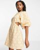 Native Youth Native Youth cut out waist puff sleeve mini smock dress in retro shell print-Multi - 1