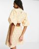 Native Youth Native Youth cut out waist puff sleeve mini smock dress in retro shell print-Multi - 2