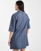 Native Youth Native Youth denim striped collared dress in blue - 4