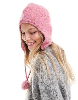Native Youth Native Youth knitted bonnet hat in pink heather