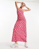 Native Youth Native Youth retro floral midaxi tube dress in red - 1