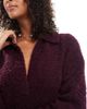 Native Youth Native Youth soft puff knit polo dress in burgundy-Red - 4
