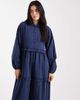 Native Youth Native Youth textured stripes washed ruffle midaxi dress in navy - 2