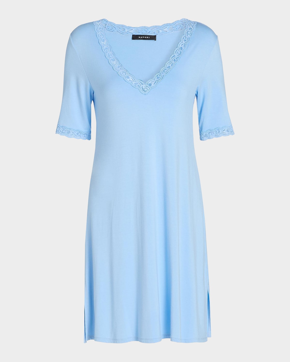 Natori Feathers Essentials Lace-Trim Jersey Sleepshirt