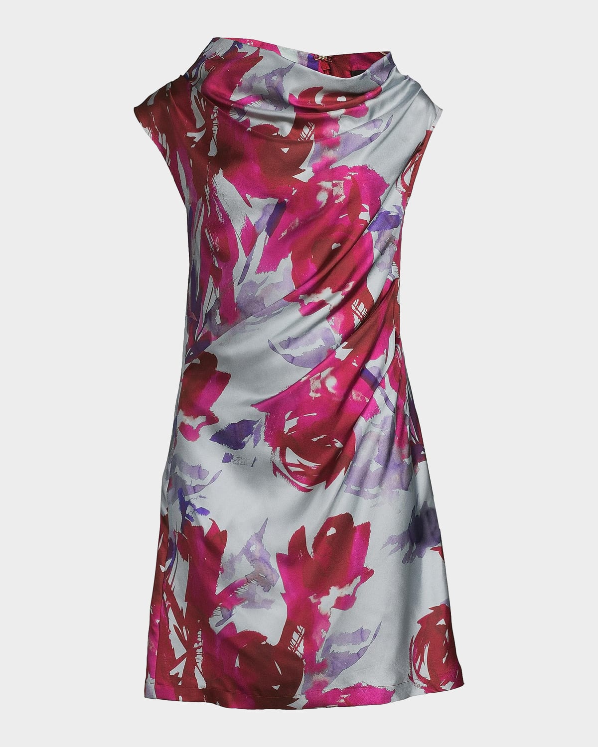 Natori Mira Asymmetric Funnel Neck Minidress