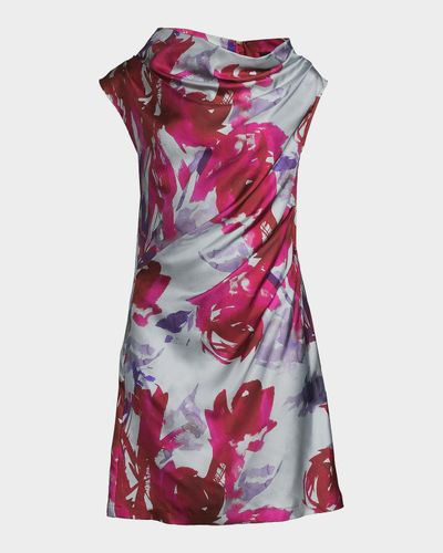 Natori Mira Asymmetric Funnel Neck Minidress