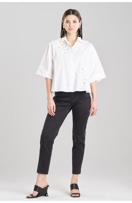 Natori Natori Cotton Poplin Trapeze Shirt w/ Embroidery