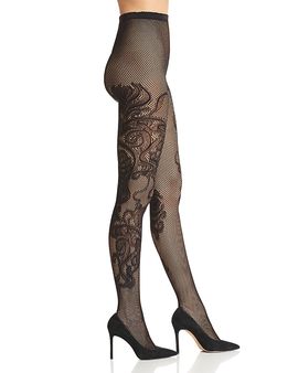 Natori Natori Scroll Patterned Fishnet Tights