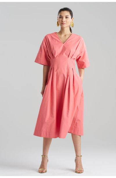 Natori Natori TECH COTTON TAFFETA V-Neck Pleat Release Dress