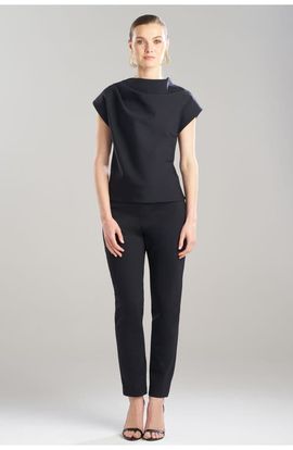 Natori Natori Techno Crepe Drape Neck Fitted Cap Sleeve Top