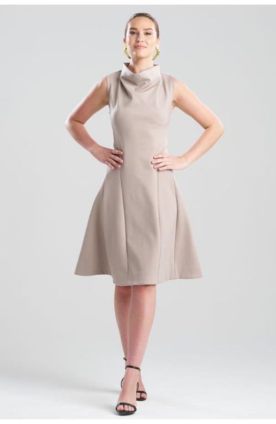 Natori Natori Techno Crepe Fit & Flare Funnel Neck Dress