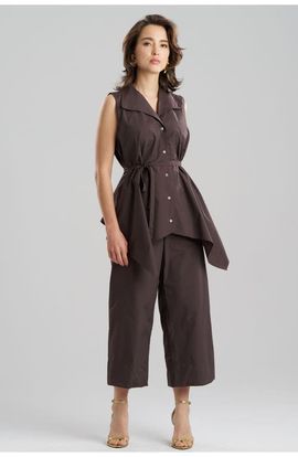 Natori Natori Techno Poplin Sleeveless Handkerchief Hem Shirt