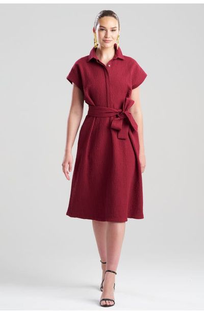 Natori Natori Textured Cotton Jacquard Shirt Dress