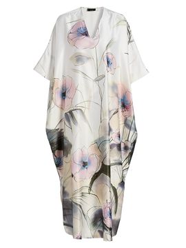 Natori Women's Hiyaku Floral Charmeuse V-Neck Caftan