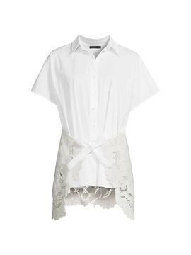 Natori Women's Kumo Appliqué Lace Wrap Shirt