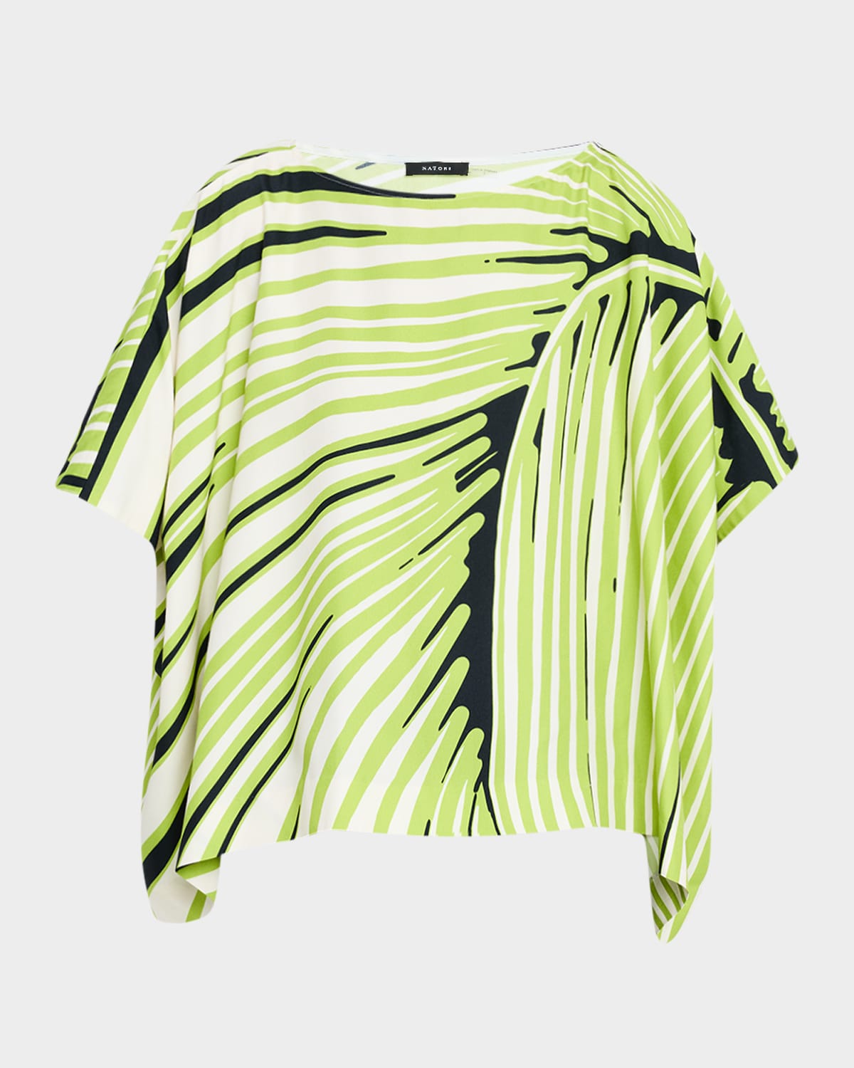 Natori Yoshinoki Palm Leaf-Print Caftan Top