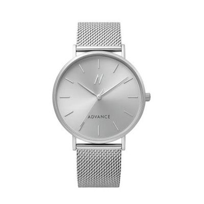 NCMPRBL NCMPRBL Advance Hushed Silver Mesh Bracelet Quartz Watch, 36MM 