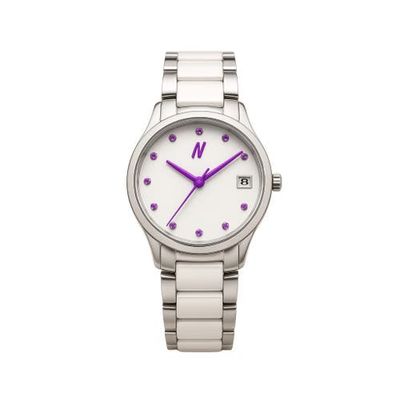 NCMPRBL NCMPRBL Petite Link Purple Reign Ceramic Bracelet Watch, 34MM