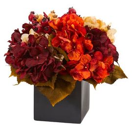 NEARLY NATURAL NEARLY NATURAL 12-in Autumn Hydrangea Berry Artificial Arrangement
