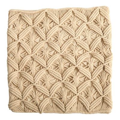 NEARLY NATURAL NEARLY NATURAL 18-in Boho Diamond Woven Macrame Decorative Pillow Cover