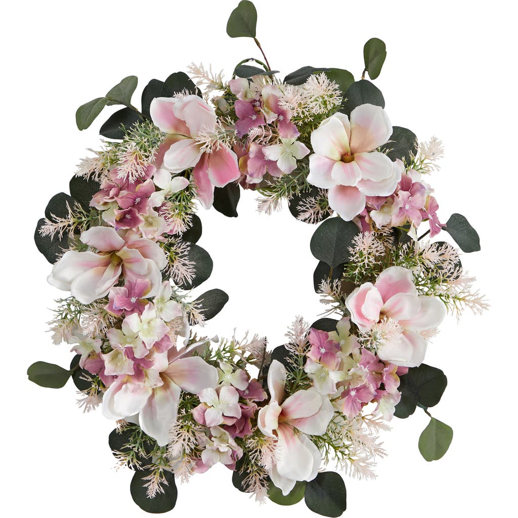 NEARLY NATURAL NEARLY NATURAL 20-in Hydrangea and Magnolia Artificial Wreath