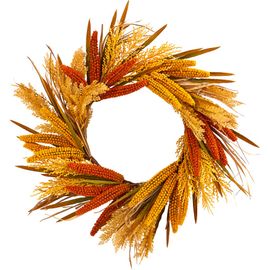 NEARLY NATURAL NEARLY NATURAL 25-in Sorghum Harvest Artificial Wreath