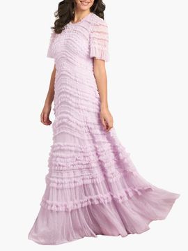 Needle & Thread Needle & Thread Amara Round Neck Ruffle Gown