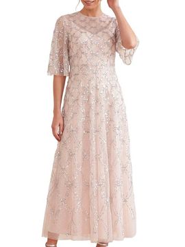 Needle & Thread Needle & Thread Bow Lattice Sequin Maxi Dress