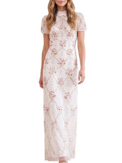 Needle & Thread Needle & Thread High Neck Embroidered Maxi Gown