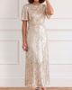 Needle & Thread Needle & Thread Luminara Short Sleeve Sequin Maxi Dress - 3