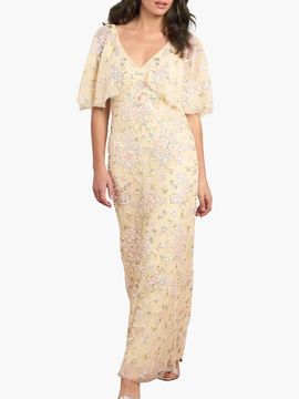 Needle & Thread Needle & Thread Peony Bouquet Sequin V-Neck Cape Gown