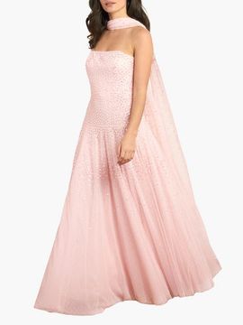 Needle & Thread Needle & Thread Sunrise Sequin Strapless Cape Gown