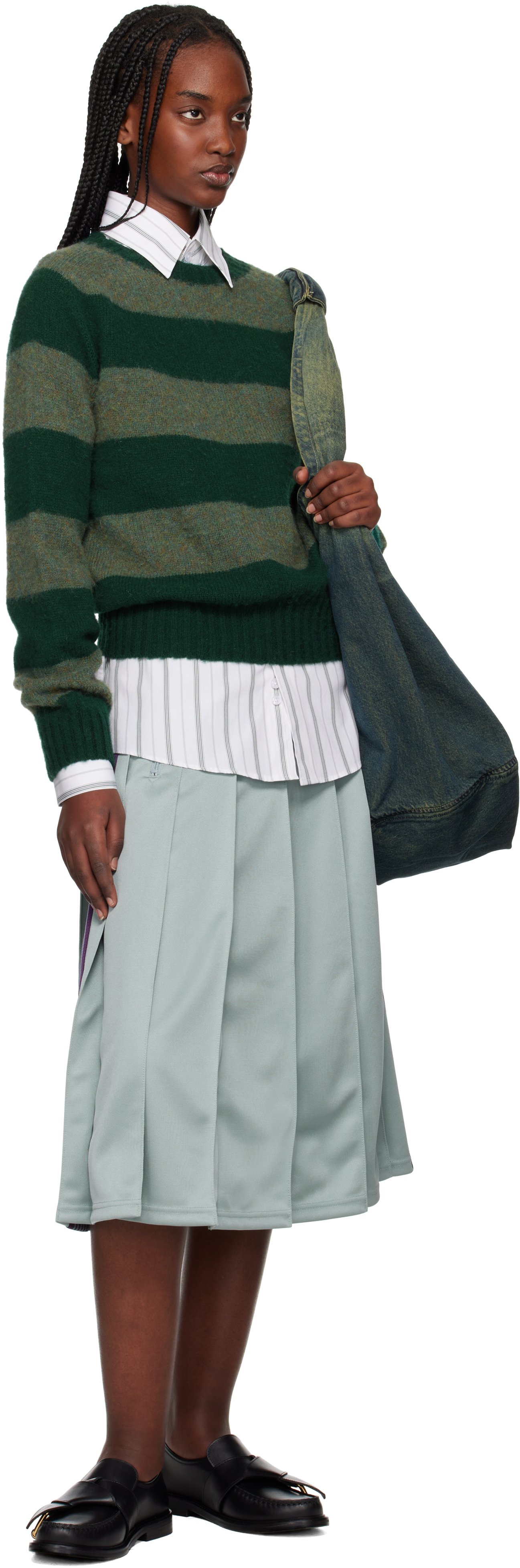 NEEDLES - Blue Pleated Track Midi Skirt