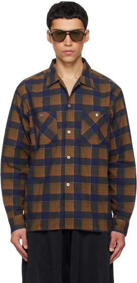NEEDLES NEEDLES Brown & Navy One-Up Printed Flannel Shirt