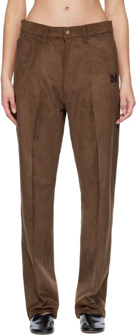 NEEDLES NEEDLES Brown Straight Faux-Suede Pants