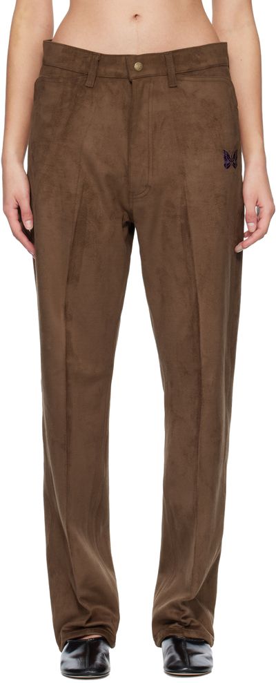 NEEDLES NEEDLES Brown Straight Faux-Suede Pants