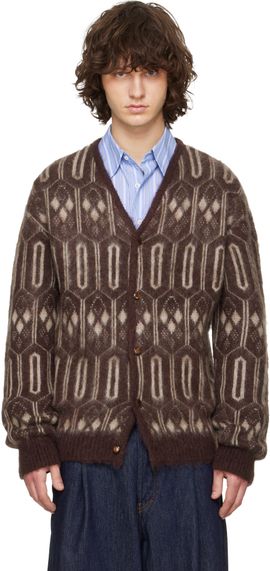 NEEDLES NEEDLES Burgundy Mohair Geometric Cardigan