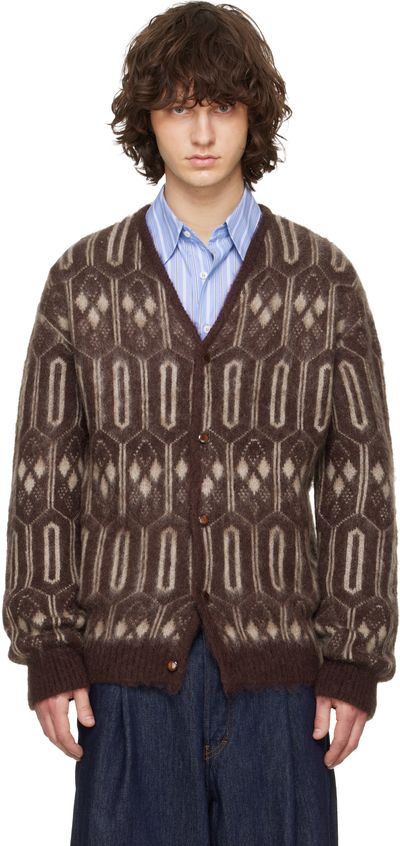 NEEDLES NEEDLES Burgundy Mohair Geometric Cardigan