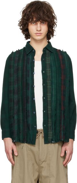 NEEDLES NEEDLES Green Flannel Ribbon Shirt