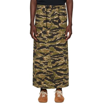 NEEDLES NEEDLES Khaki Cotton Ripstop Camo String Fatigue Skirt