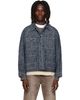 NEEDLES NEEDLES Navy Crocodile Jacquard Short Denim Jacket - 1
