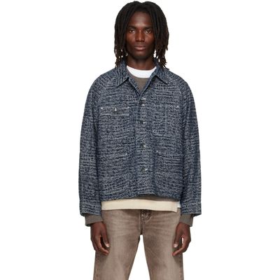 NEEDLES NEEDLES Navy Crocodile Jacquard Short Denim Jacket