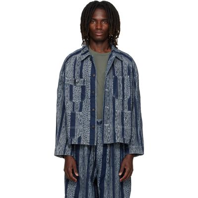 NEEDLES NEEDLES Navy Python Jacquard Short Denim Jacket