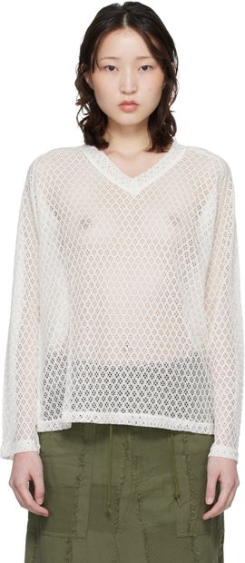 NEEDLES NEEDLES Off-White L/S V-neck Sweater